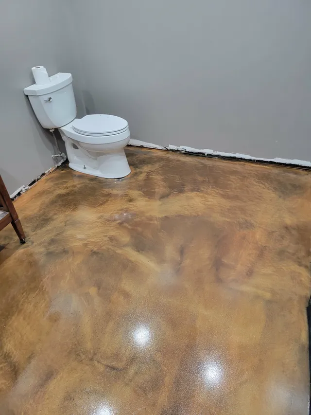 Metallic epoxy bathroom floor