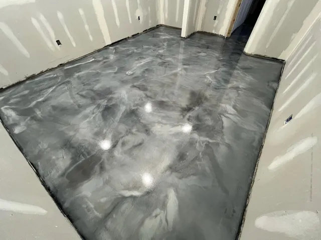Metallic epoxy flooring in a Minneapolis basement